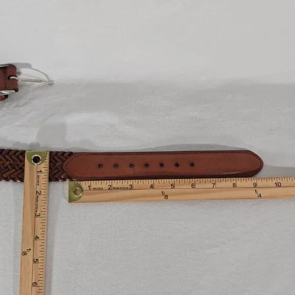 VINTAGE Hipster Western Genuine BROWN Leather Bonded Lacing BELT Men's Size 34. - Picture 17 of 17